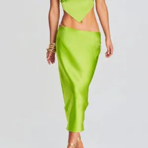 SER.O.YA Penina Silk Midi Charm Cutout Y2K Skirt