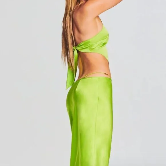 SER.O.YA Penina Silk Midi Charm Cutout Y2K Skirt