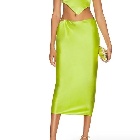 SER.O.YA Penina Silk Midi Charm Cutout Y2K Skirt
