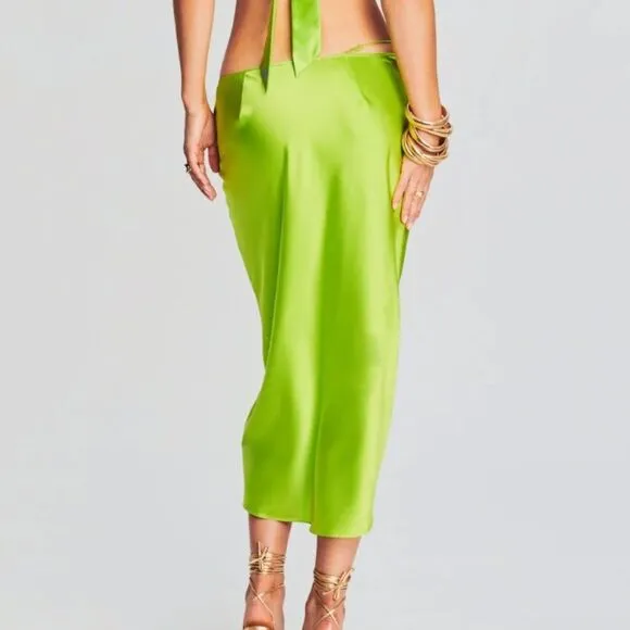 SER.O.YA Penina Silk Midi Charm Cutout Y2K Skirt