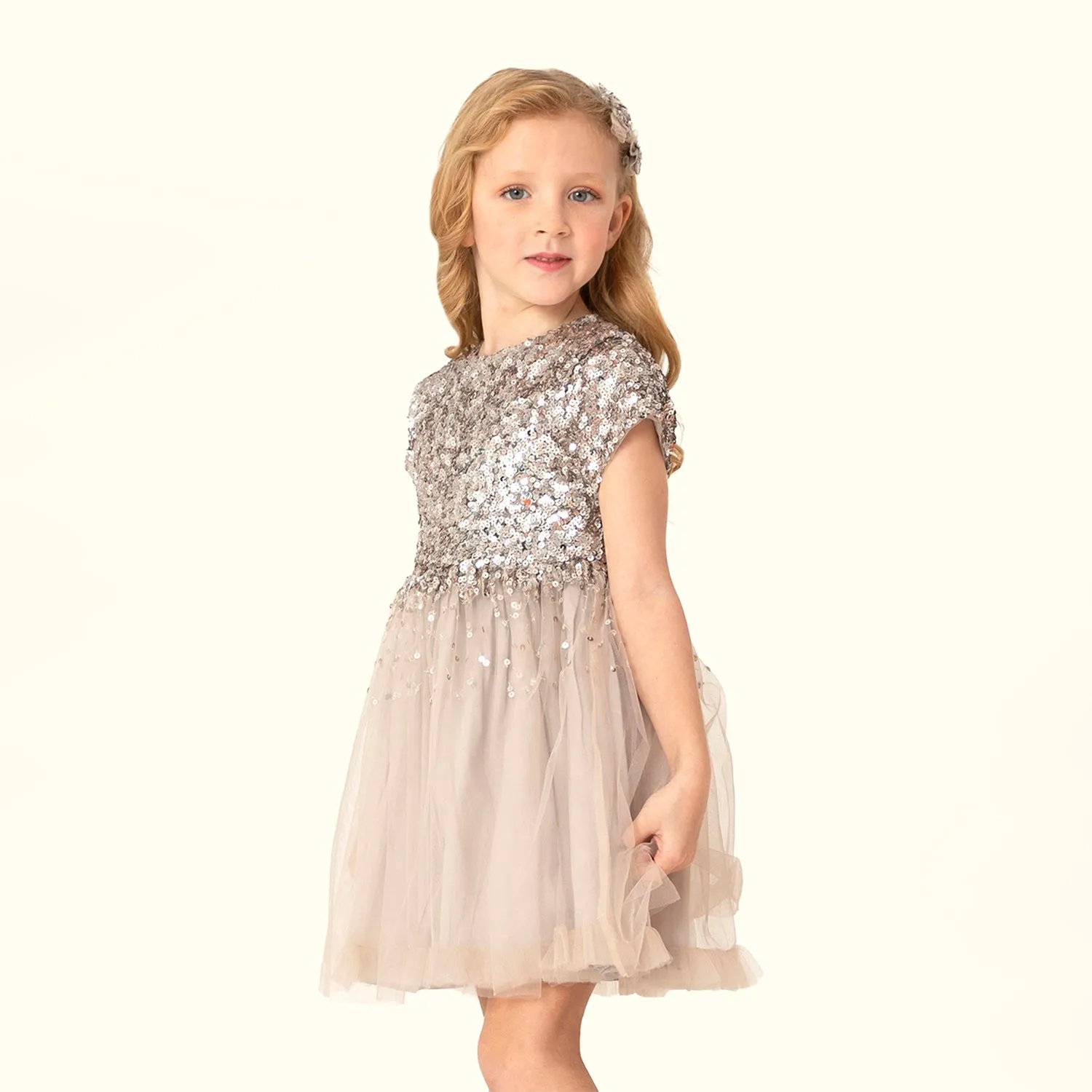 Shining Shelby Dress with Bow and Clip