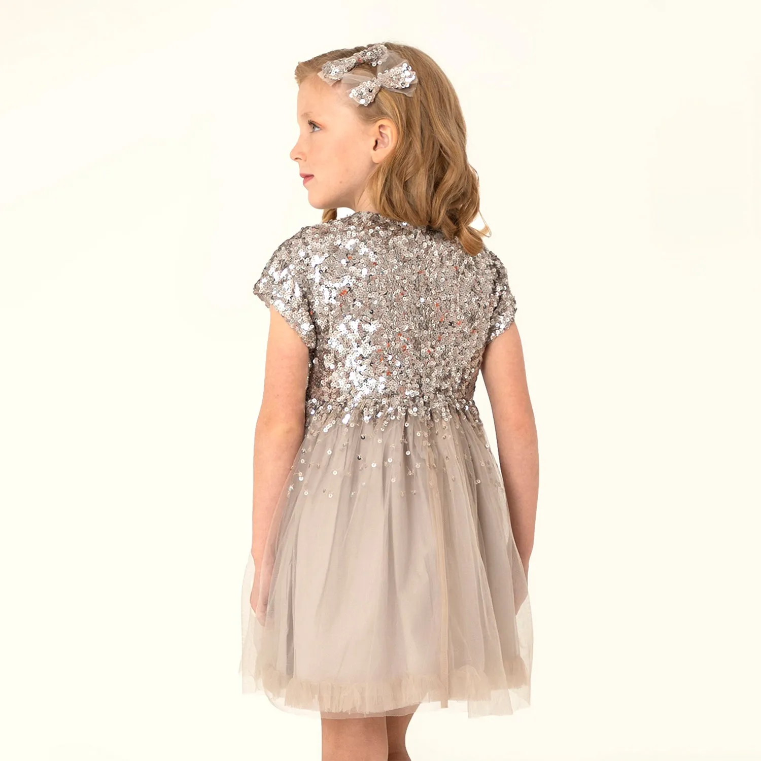 Shining Shelby Dress with Bow and Clip
