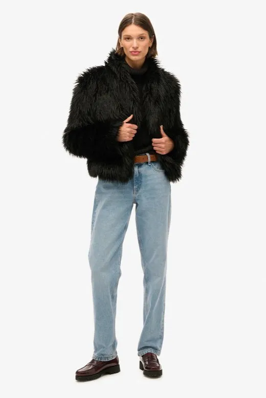 Short Faux Fur Coat | Long Black