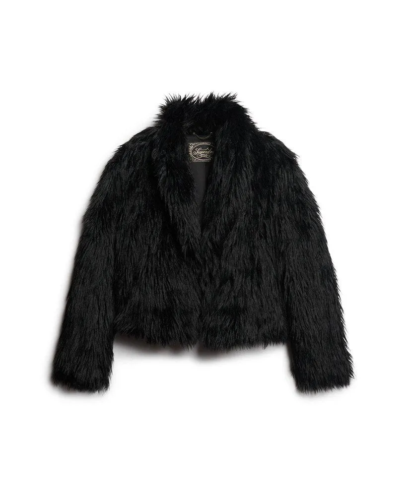 Short Faux Fur Coat | Long Black