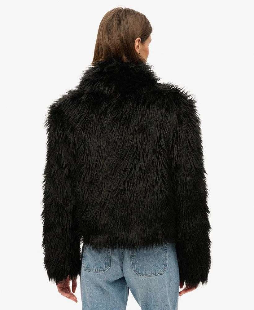 Short Faux Fur Coat | Long Black