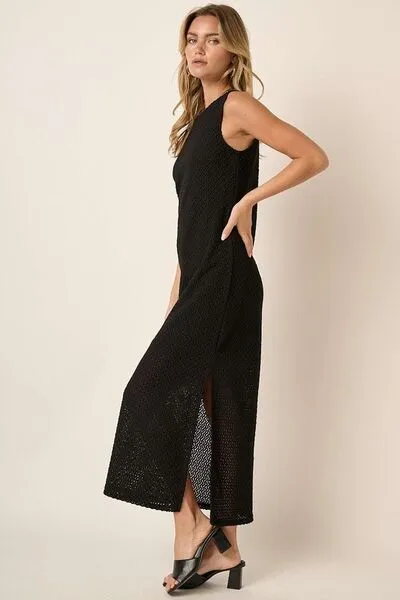 Side Slit Round Neck Sleeveless Dress