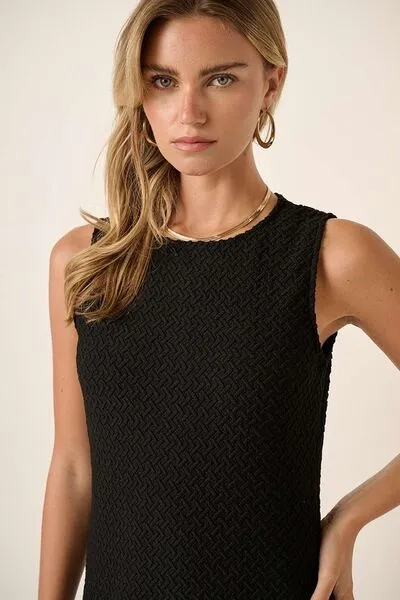 Side Slit Round Neck Sleeveless Dress