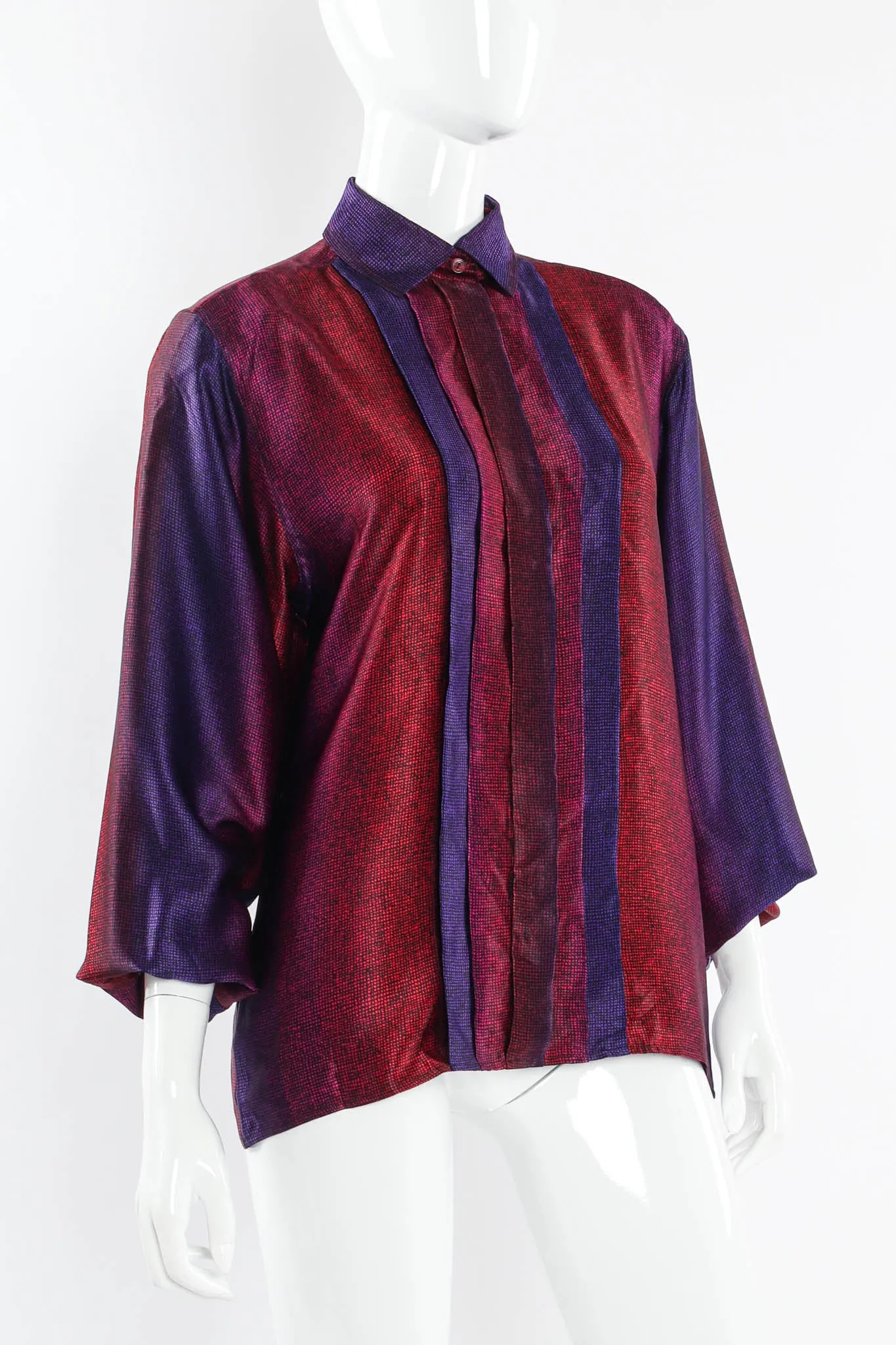 Silk Ombré Crosshatch Blouse
