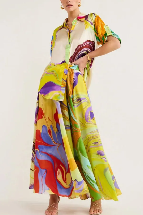 Silk Skirt and Skirt in Multi