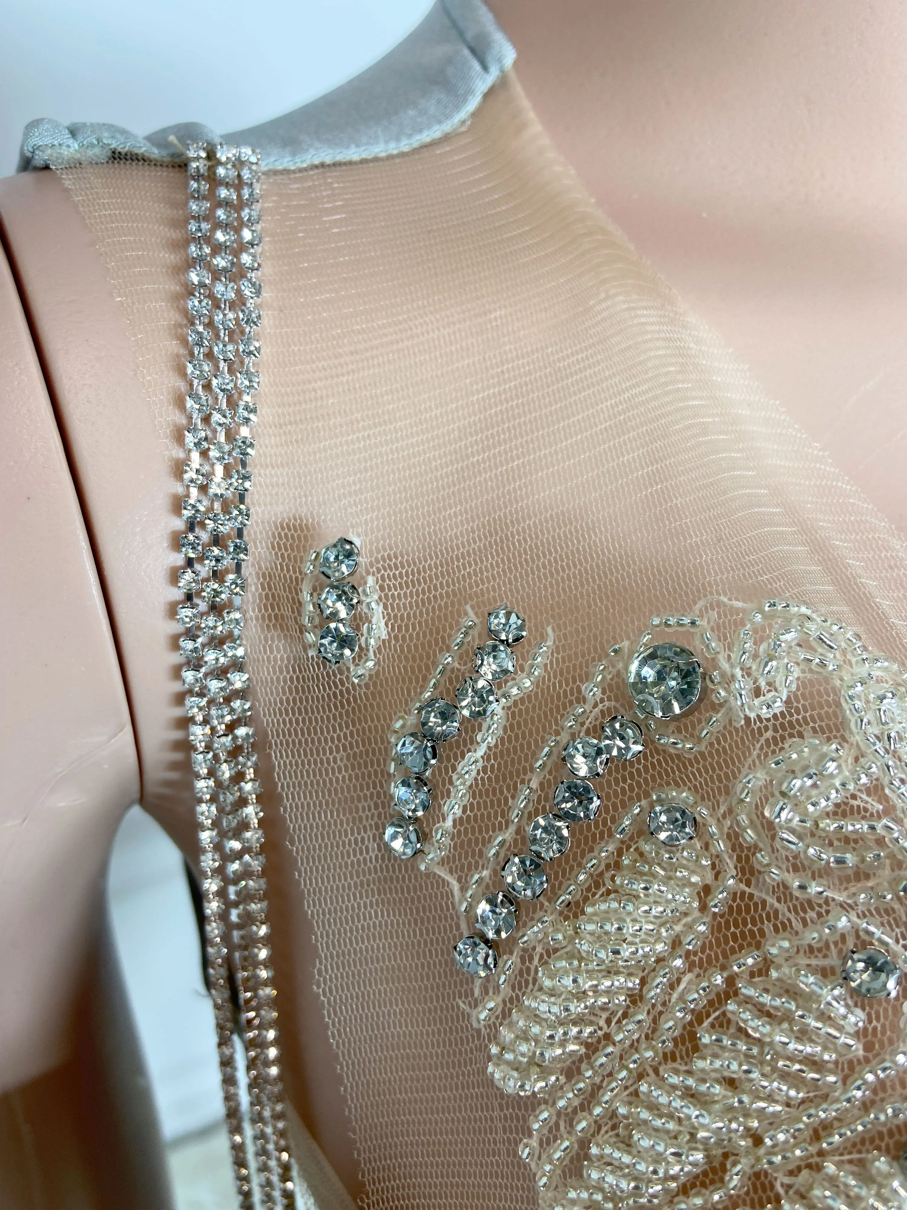 Silver Sparkle Chain Sleeveless Mini Dress