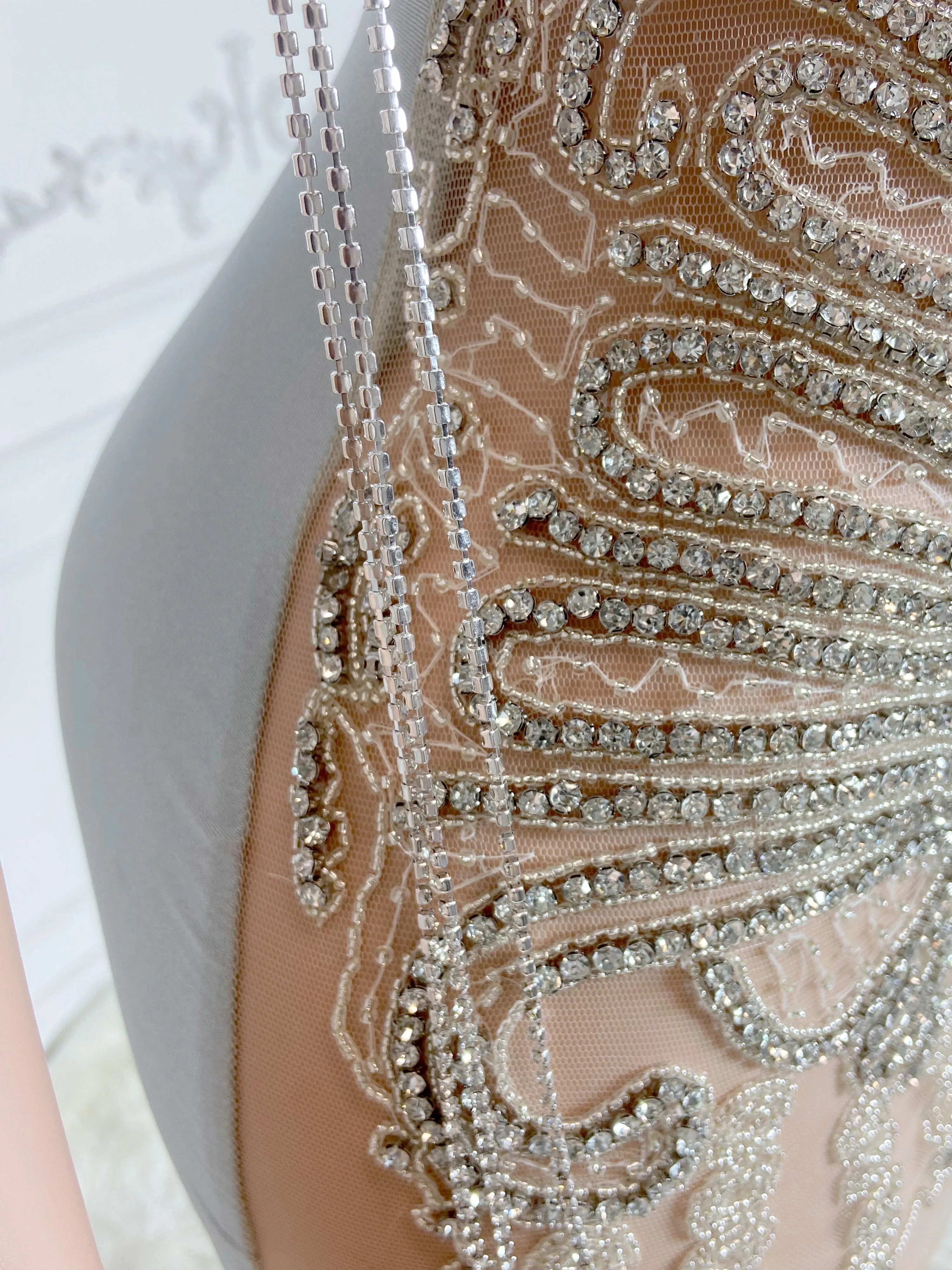 Silver Sparkle Chain Sleeveless Mini Dress