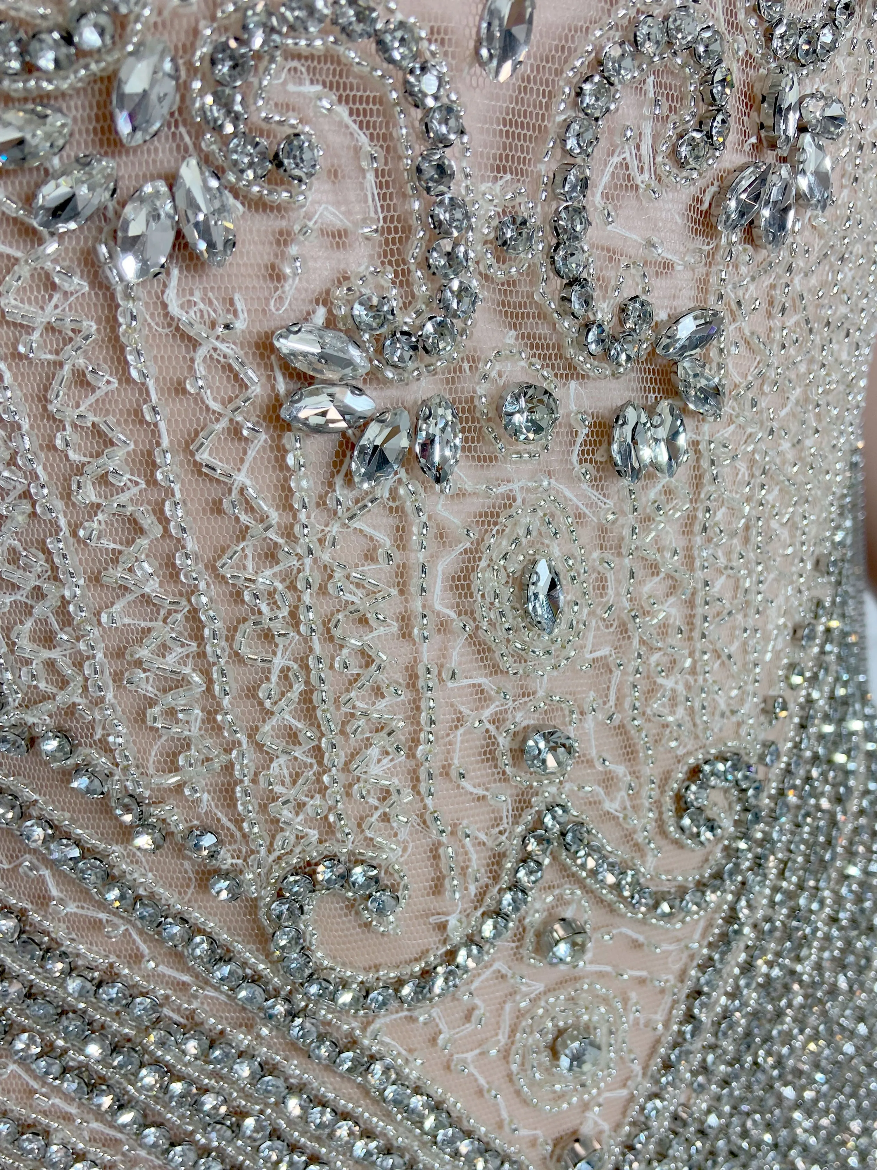 Silver Sparkle Chain Sleeveless Mini Dress