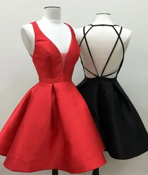Simple v neck short prom dress, cute homecoming dress