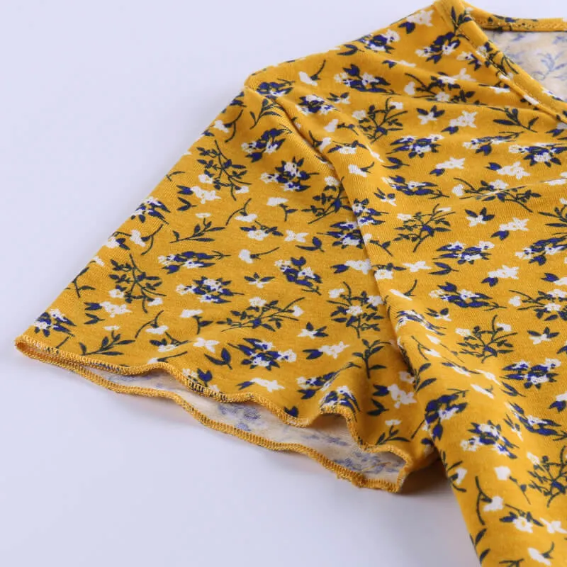 Single-breasted cardigan sexy short floral T-shirt jacket