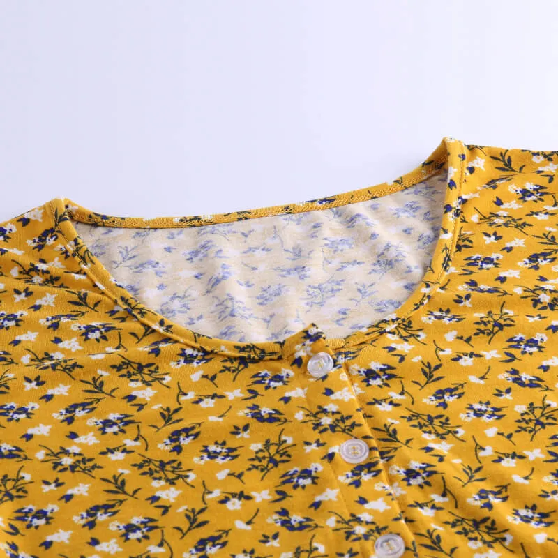 Single-breasted cardigan sexy short floral T-shirt jacket