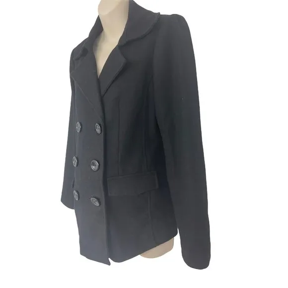 Size Medium BLACK WOOL-BLEND‎ MOTHERHOOD MATERNITY COAT Peacoat Jacket Winter