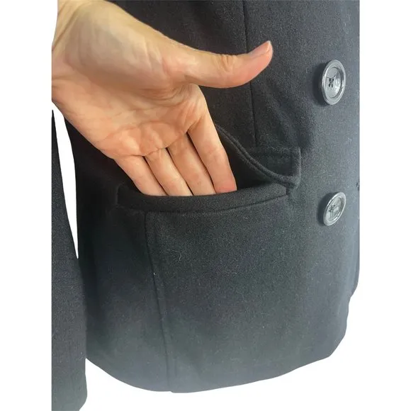 Size Medium BLACK WOOL-BLEND‎ MOTHERHOOD MATERNITY COAT Peacoat Jacket Winter