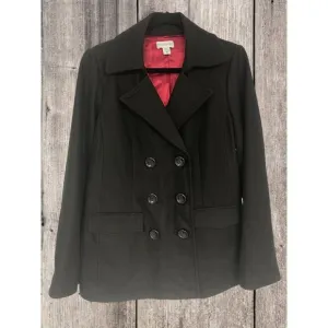 Size Medium BLACK WOOL-BLEND‎ MOTHERHOOD MATERNITY COAT Peacoat Jacket Winter