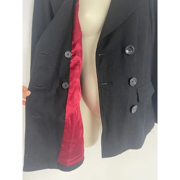 Size Medium BLACK WOOL-BLEND‎ MOTHERHOOD MATERNITY COAT Peacoat Jacket Winter