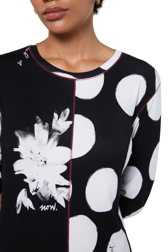 Slim Double Print Polka Dot Dress - Mixras