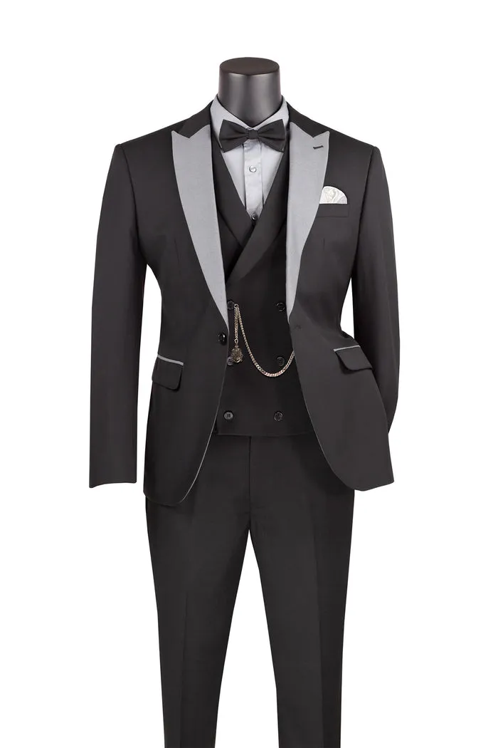 Slim Fit 3 Piece with Matching Bow Tie Tuxedo Black SV2K-5