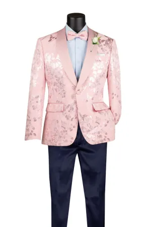 Slim Fit Fashion Jacket Shawl Lapel with Bow Tie Pink BSF-19