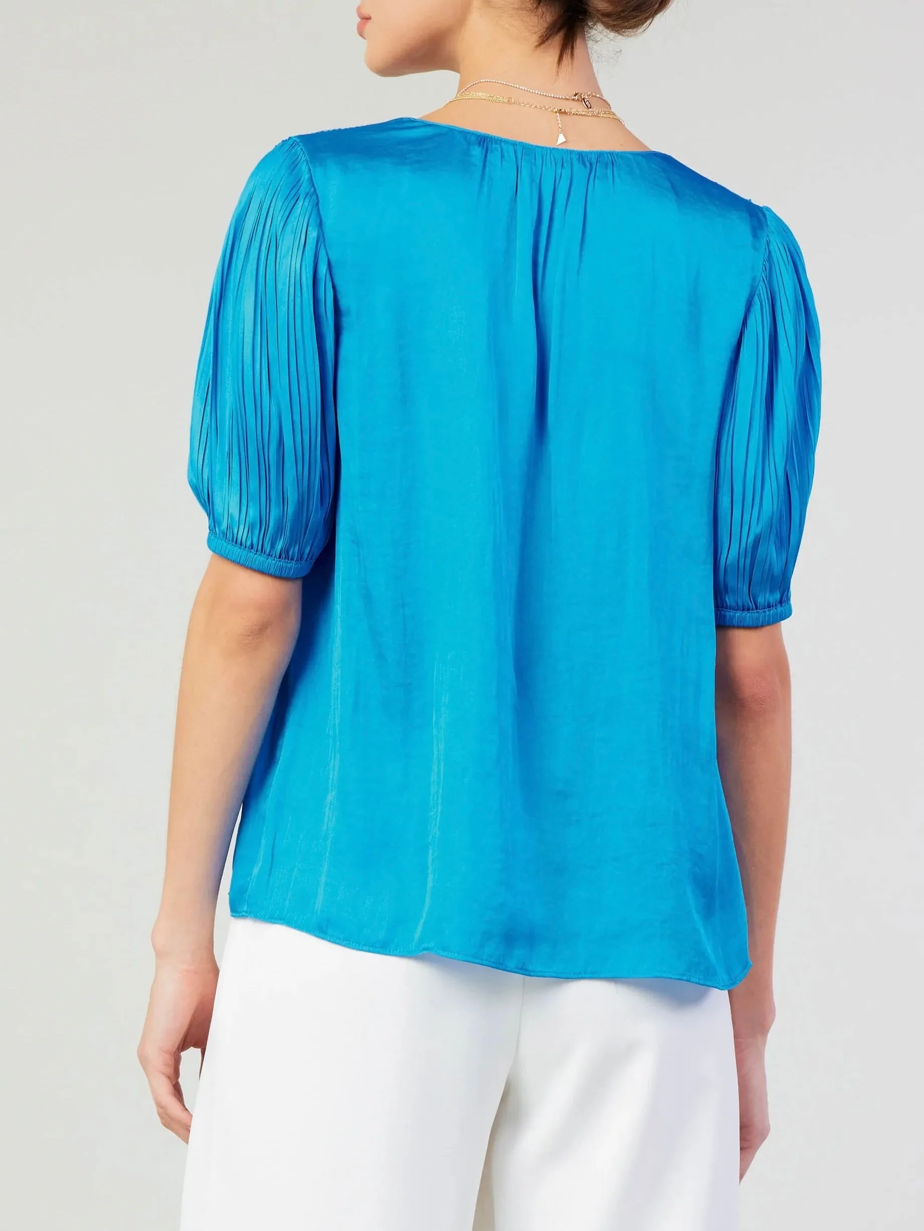 Smocked Shoulder Top - Turquoise