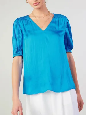 Smocked Shoulder Top - Turquoise