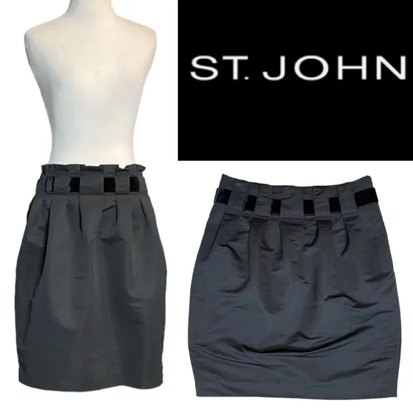 SOCA ST. JOHN BLACK HIGH WAIST VELVET BANDED GATHERED WAIST MIDI SKIRT **NWOT**