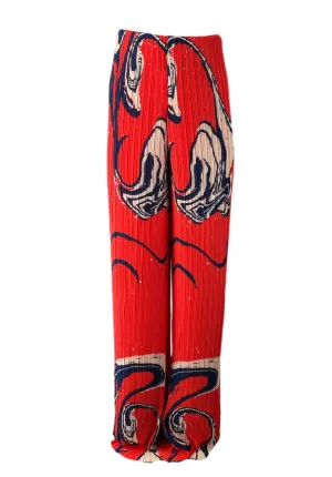 SOLACE London Red Zoya Wide Leg Trousers Size US 4 NWT