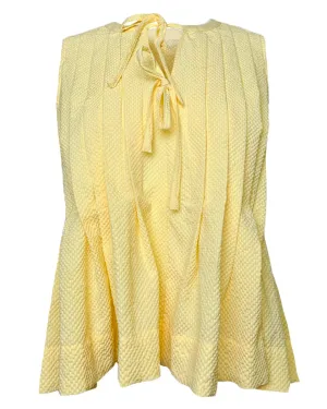Solid Pleated Pullover Top in Lemon
