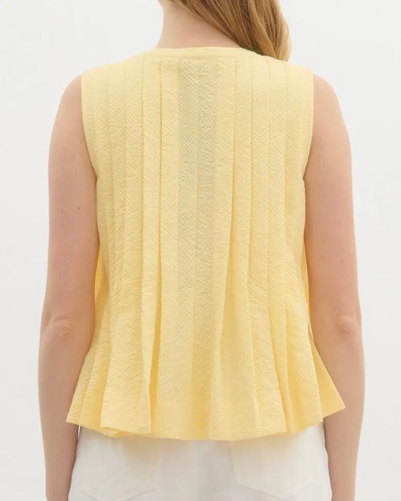 Solid Pleated Pullover Top in Lemon