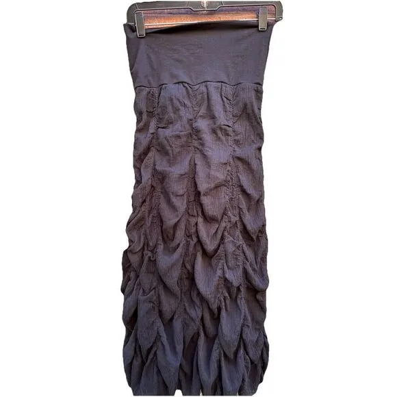 Solitare Skirt Black‎ Ruched Peasant Goth Whimsigoth Witchy Bubble , Size Small