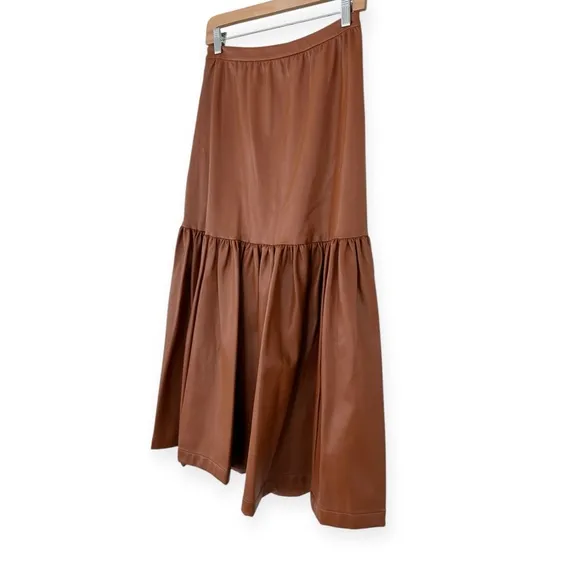 Staud • Faux Leather Orchid Skirt in Whiskey