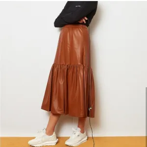 Staud • Faux Leather Orchid Skirt in Whiskey