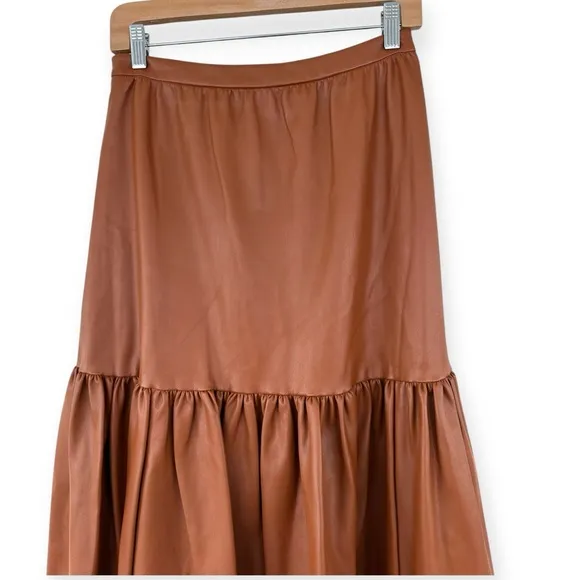 Staud • Faux Leather Orchid Skirt in Whiskey