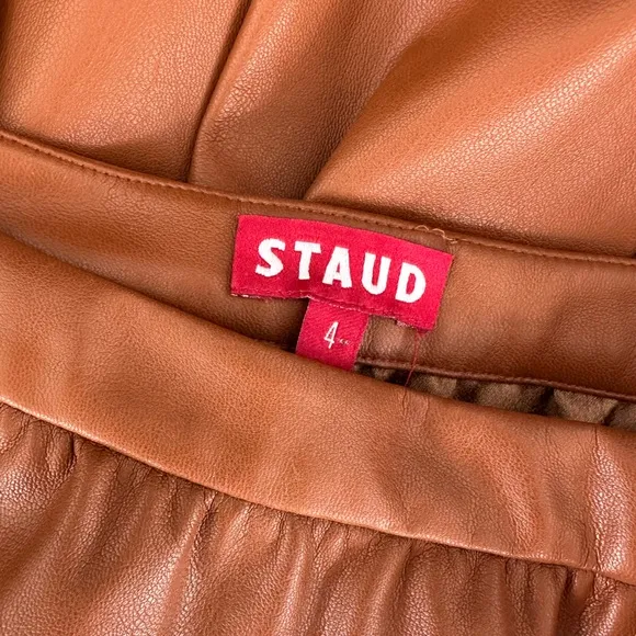 Staud • Faux Leather Orchid Skirt in Whiskey