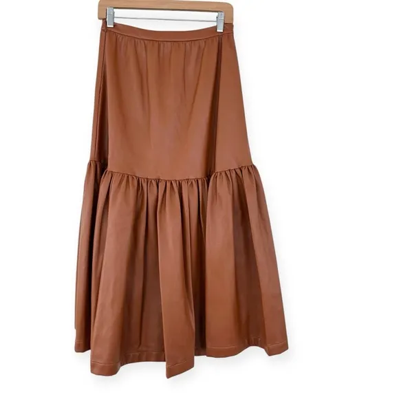 Staud • Faux Leather Orchid Skirt in Whiskey
