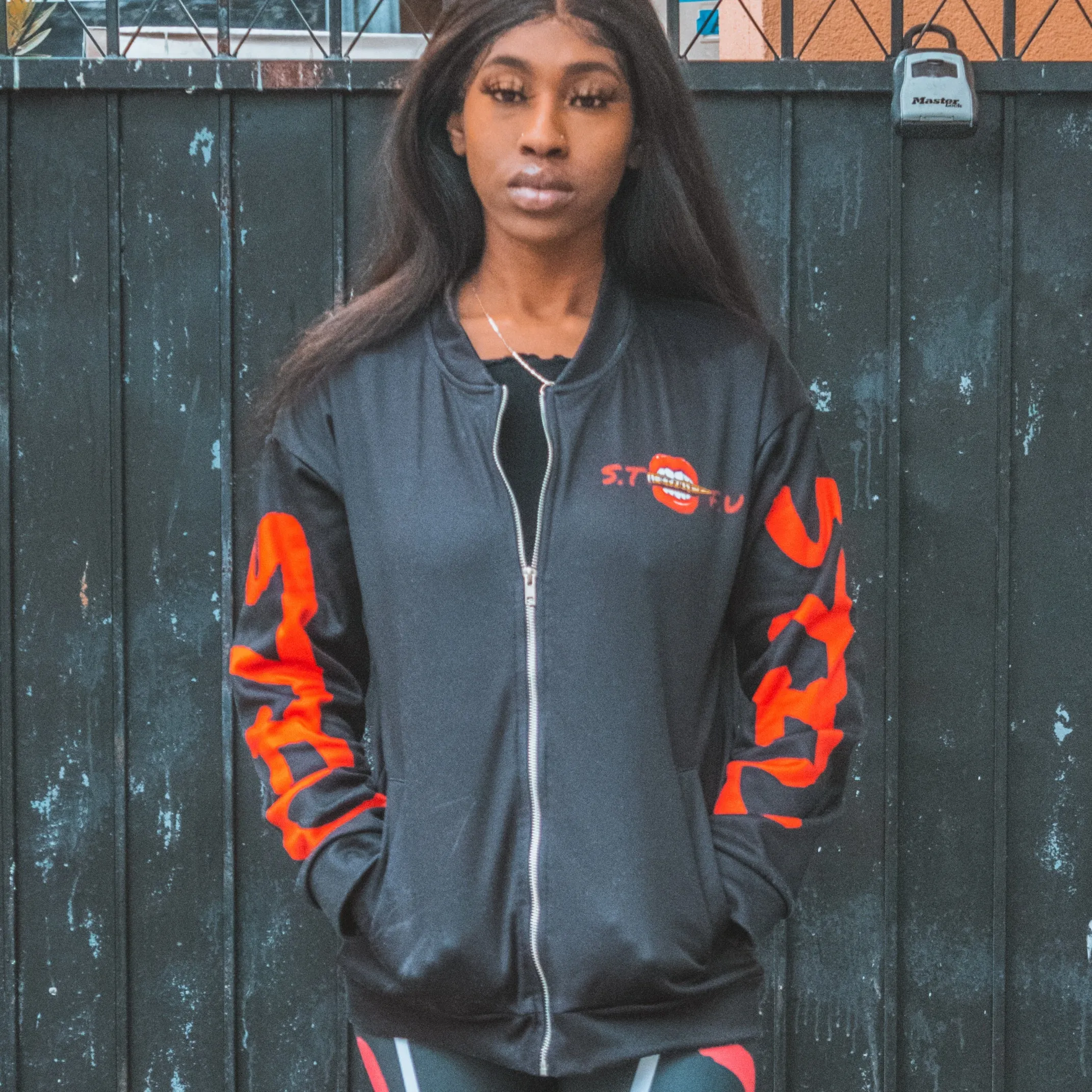 STFU Classic Logo Unisex Bomber Jacket - Black