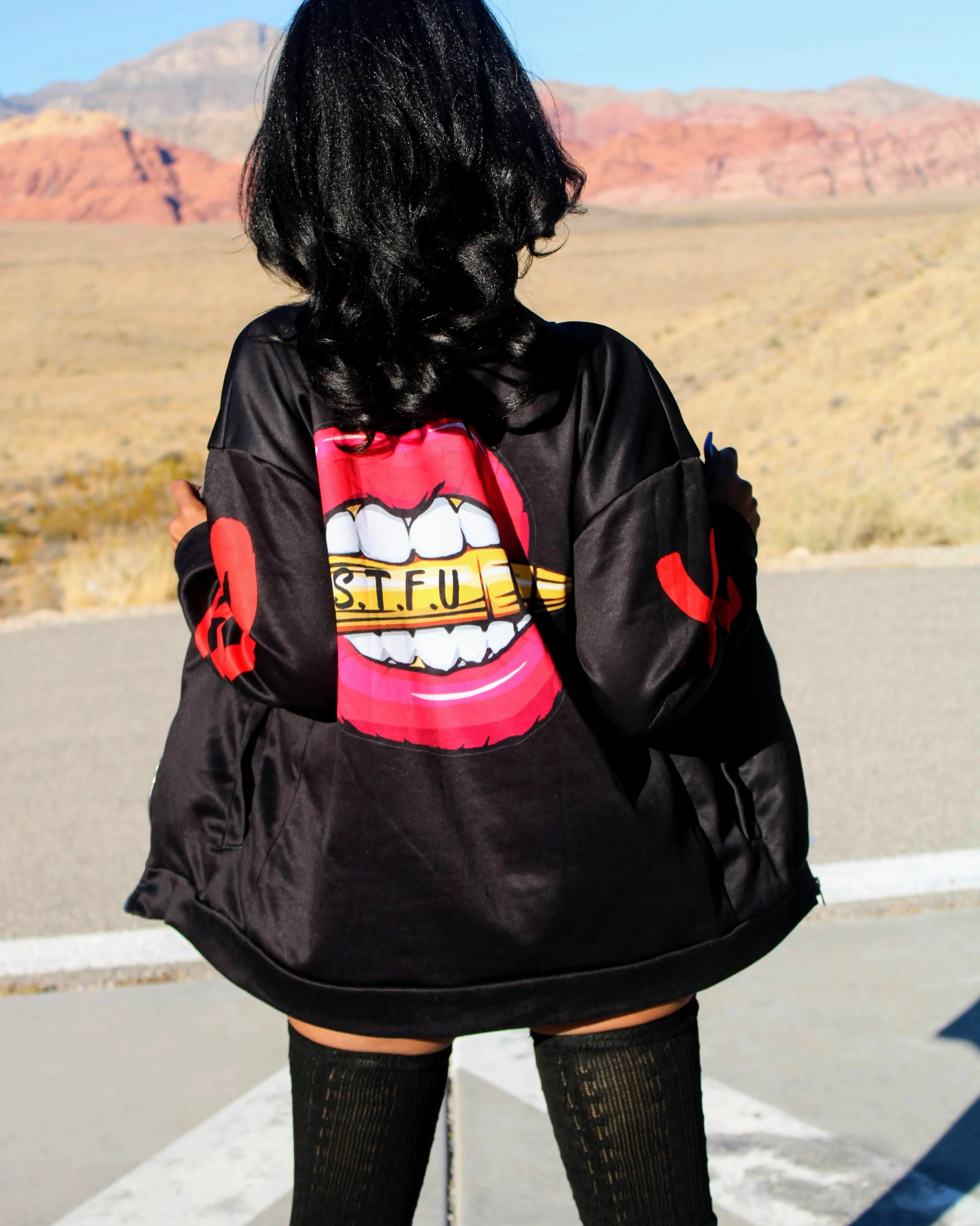 STFU Classic Logo Unisex Bomber Jacket - Black