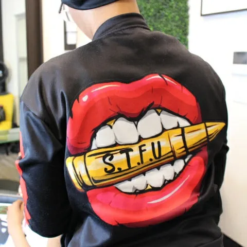 STFU Classic Logo Unisex Bomber Jacket - Black