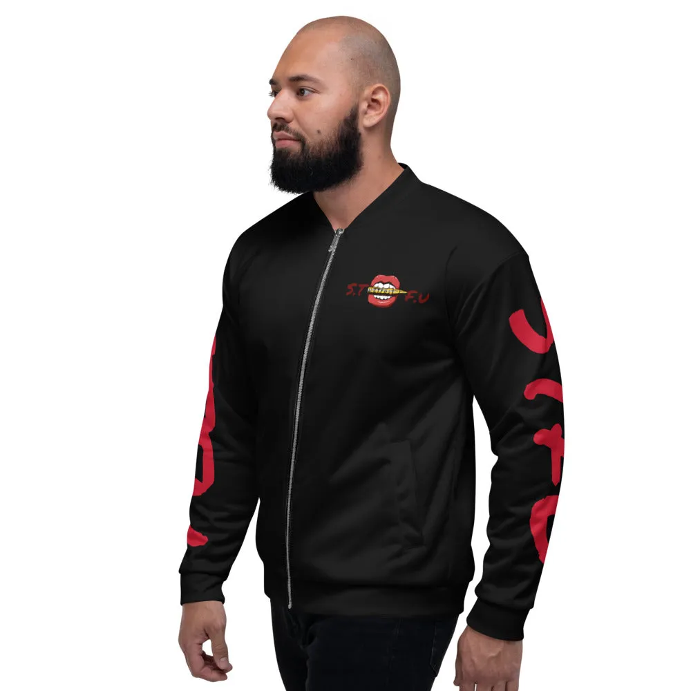 STFU Classic Logo Unisex Bomber Jacket - Black