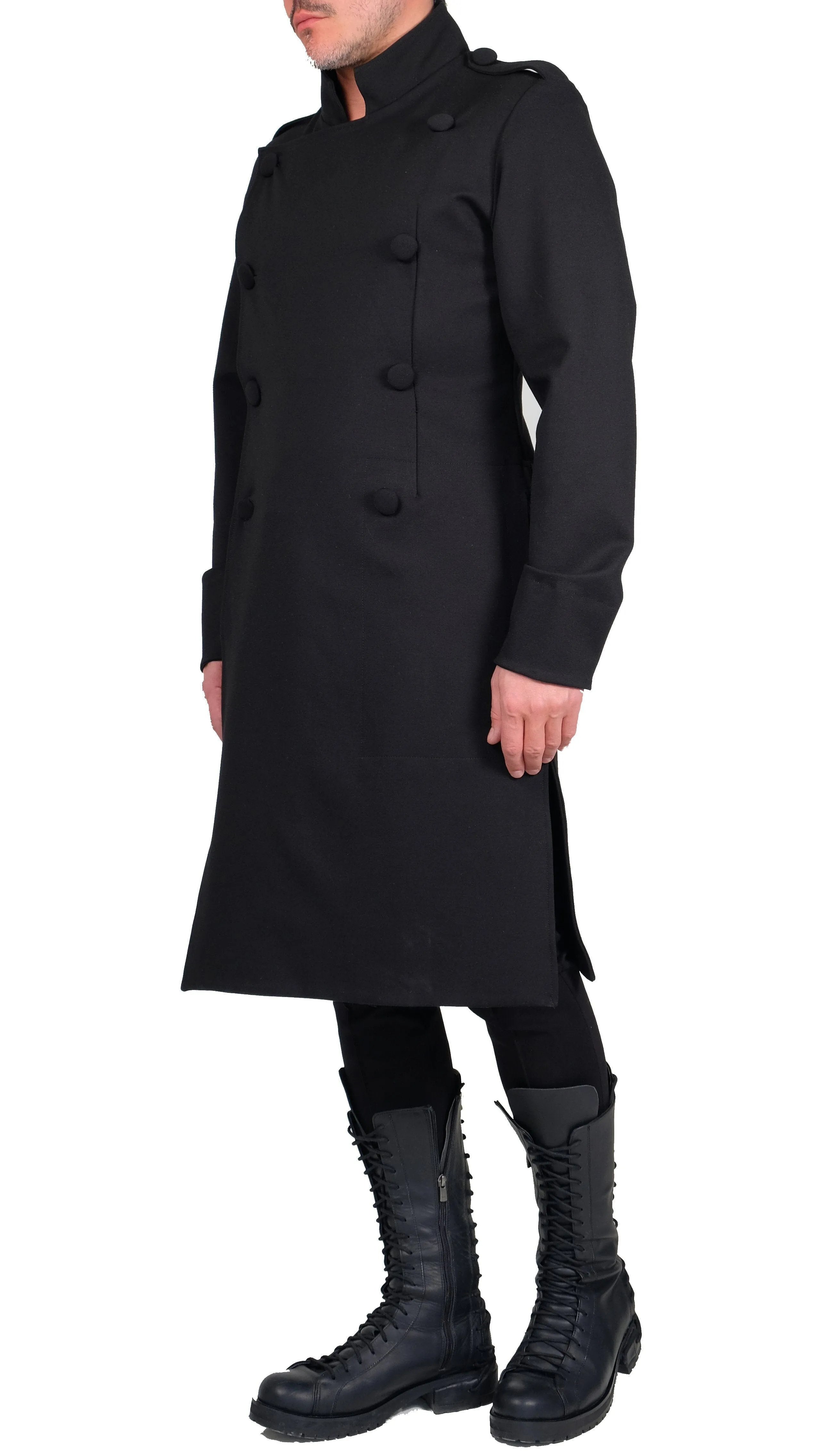 Stretch Military Style Long Jacket