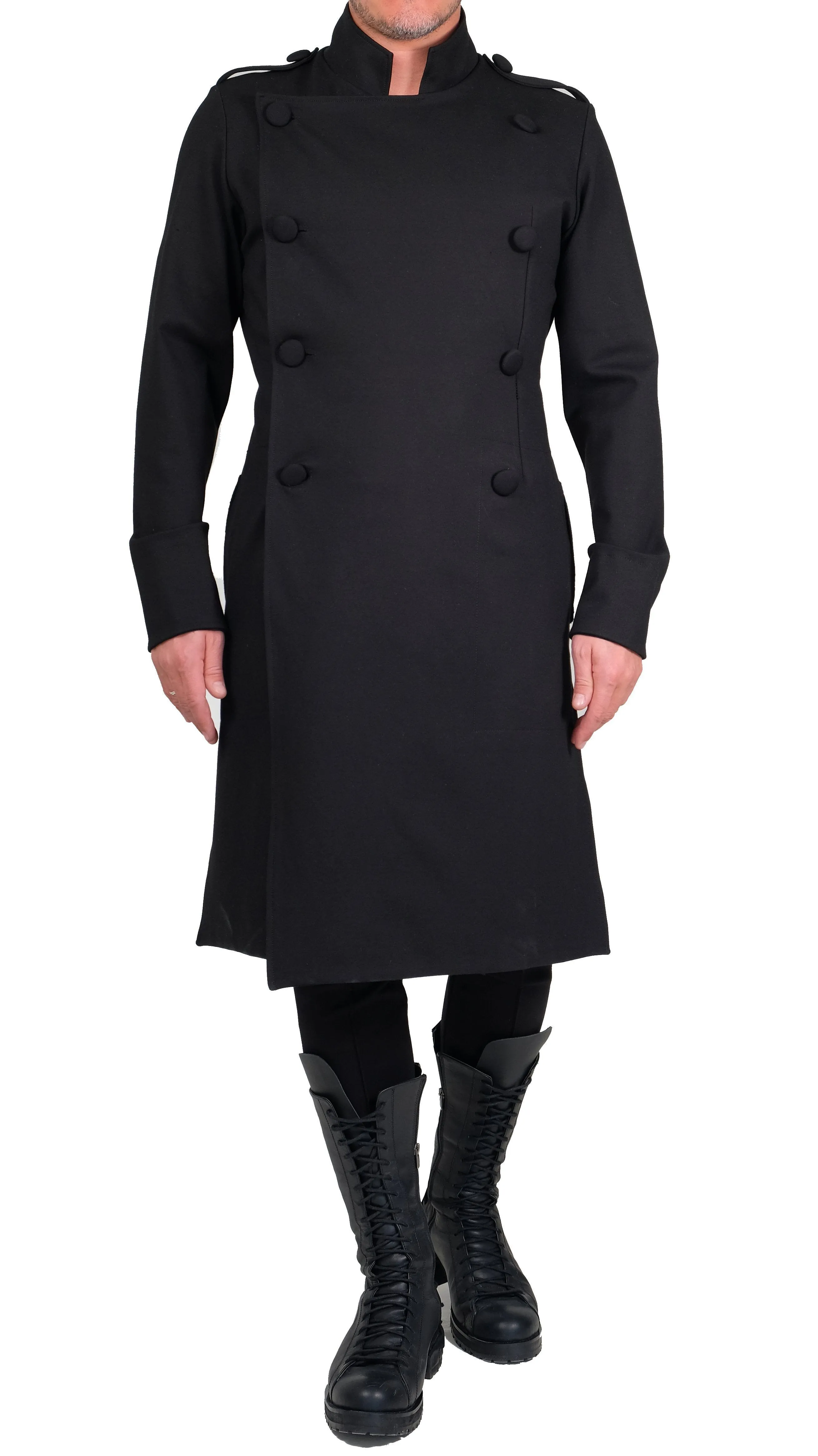 Stretch Military Style Long Jacket