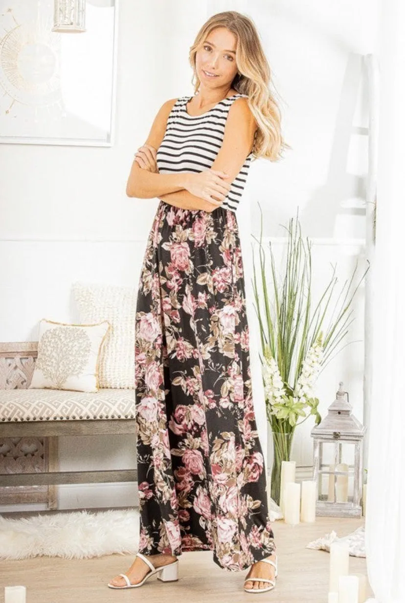 Striped Tank & Floral Maxi Dress