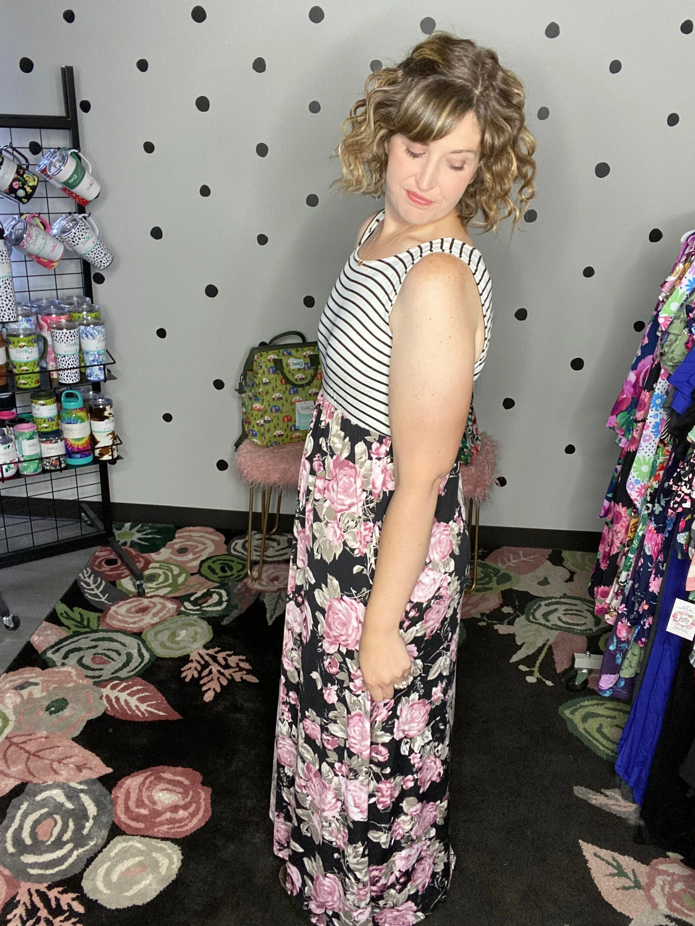 Striped Tank & Floral Maxi Dress