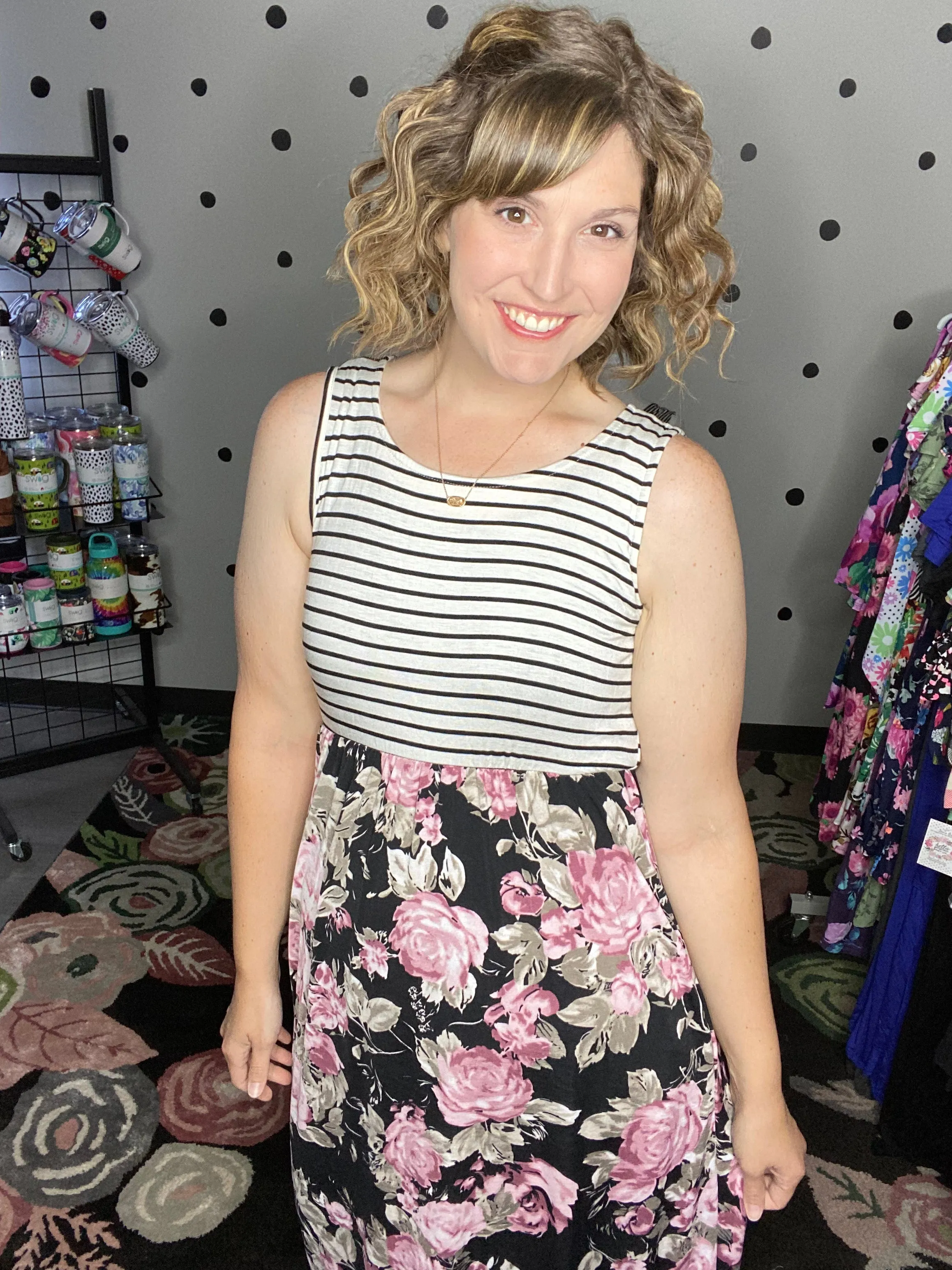 Striped Tank & Floral Maxi Dress