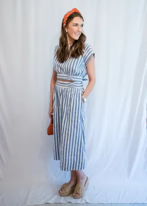 Stripes on Stripes Linen Blue Set