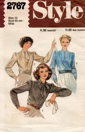 Style 2767 Womens Romantic Gathered Shoulder Blouses 1970s Vintage Sewing Pattern Size 10 or 12