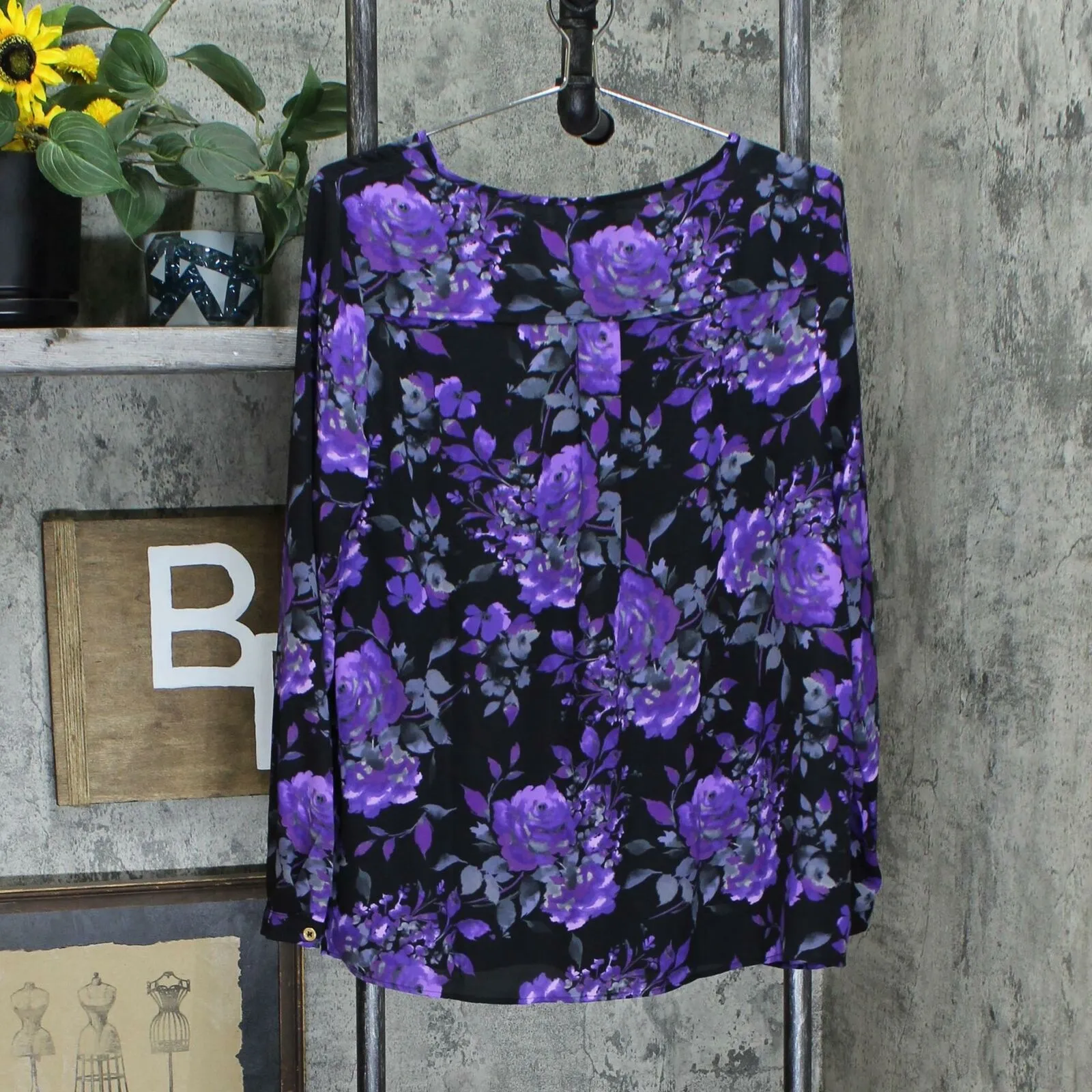 Susan Graver Women's Feather Weave Floral Pleated Blouse